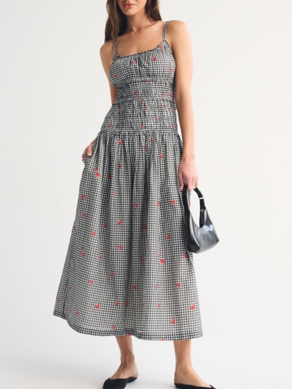 A&F Bra-Free Smocked Drop-Waist Maxi Dress XS - Picture 2 of 7